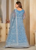 Net Trendy Salwar Suit in Blue Enhanced with Embroidered - 2