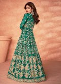 Net Trendy Salwar Suit in Green Enhanced with Diamond Work - 1