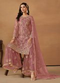 Net Trendy Salwar Suit in Pink Enhanced with Embroidered - 2