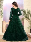 Net Trendy Suit in Green Enhanced with Embroidered - 1