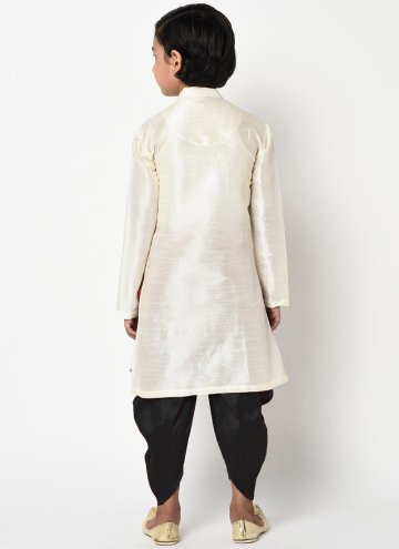 Off White Art Dupion Silk Embroidered Angarkha