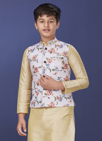 Off White color Cotton  Nehru Jackets with Printed