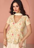 Off White color Embroidered Georgette Palazzo Suit - 1