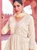 Off White color Embroidered Georgette Trendy Salwar Kameez - 4