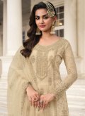 Off White color Embroidered Net Salwar Suit - 2