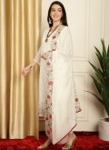 Off White color Embroidered Organza Trendy Salwar Suit - 3