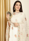 Off White color Georgette Designer Salwar Kameez with Embroidered - 1