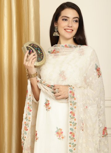 Off White color Georgette Designer Salwar Kameez with Embroidered