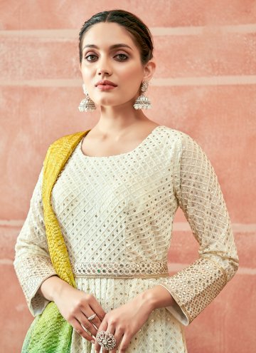 Off White color Georgette Floor Length Gown with Resham Work