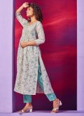 Off White color Organza Trendy Salwar Suit with Designer - 3