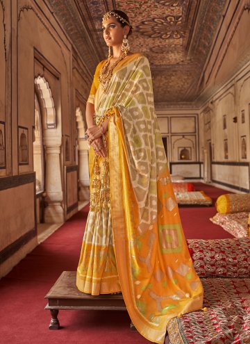 Off White color Patola Silk Classic Designer Saree with Diamond Work