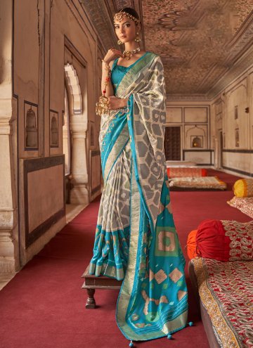 Off White color Patola Silk Designer Saree with Diamond Work