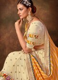 Off White color Pure Georgette A Line Lehenga Choli with Embroidered - 1
