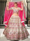 Off White color Silk Lehenga Choli with Embroidered - 1