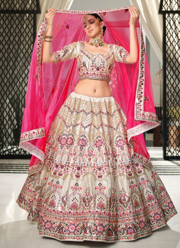 Off White color Silk Lehenga Choli with Embroidered