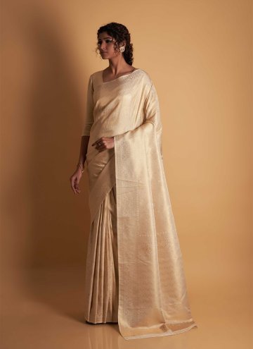 Off White color Woven Kanjivaram Silk Classic Desi
