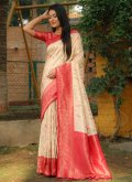 Off White color Woven Kanjivaram Silk Trendy Saree - 2