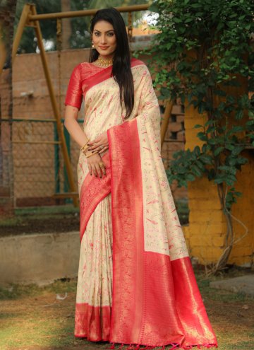 Off White color Woven Kanjivaram Silk Trendy Saree