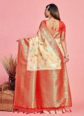 Off White color Woven Silk Classic Designer Saree - 1