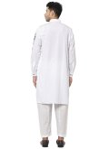 Off White Cotton  Embroidered Kurta Pyjama - 1