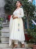 Off White Cotton  Embroidered Salwar Suit - 3