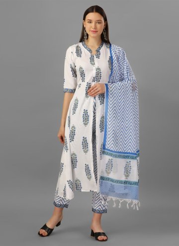 Off White Cotton  Printed Trendy Salwar Kameez for Casual