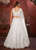 Off White Designer Lehenga Choli in Net with Embroidered - 1