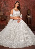 Off White Designer Lehenga Choli in Net with Embroidered - 2