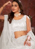 Off White Designer Lehenga Choli in Net with Embroidered - 3