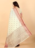 Off White Designer Traditional Saree in Silk with Woven - 3