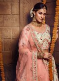 Off White Georgette Embroidered Bollywood Lehenga Choli for Engagement - 1