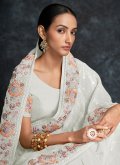 Off White Georgette Embroidered Contemporary Saree - 2