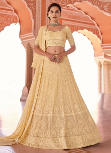 Off White Georgette Sequins Work A Line Lehenga Ch