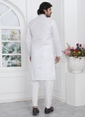 Off White Kurta Pyjama in Cotton  with Fancy work - 3