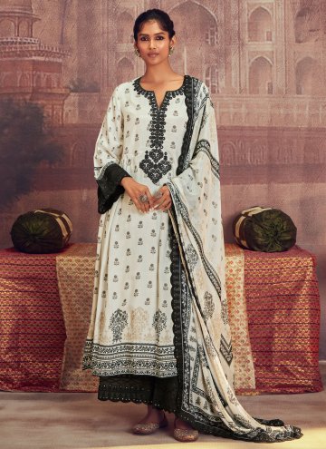Off White Muslin Digital Print Palazzo Suit for Ceremonial