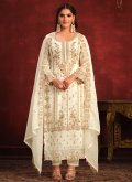 Off White Organza Embroidered Pakistani Suit for Ceremonial - 1