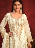 Off White Organza Embroidered Pakistani Suit for Ceremonial - 3