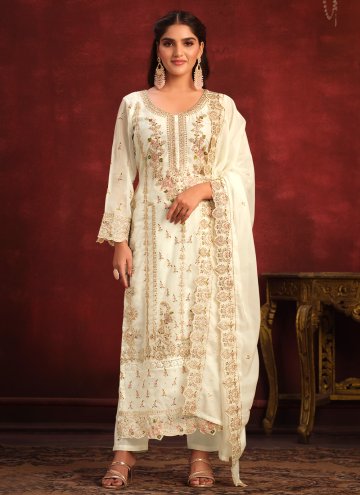 Off White Organza Embroidered Pakistani Suit for C