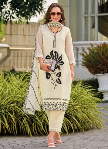 Off White Organza Embroidered Trendy Salwar Kameez