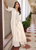Off White Salwar Suit in Faux Georgette with Embroidered - 2