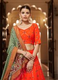 Orange A Line Lehenga Choli in Georgette with Embroidered - 2