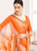 Orange Chiffon Gota Work Designer Saree for Casual - 1