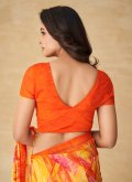 Orange Chiffon Printed Classic Designer Saree for Casual - 2
