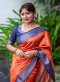 Orange Classic Designer Saree in Silk with Bandhej Print - 1