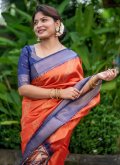 Orange Classic Designer Saree in Silk with Bandhej Print - 2