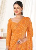 Orange color Chiffon Designer Saree with Woven - 1