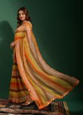Orange color Chiffon Traditional Saree with Border - 2