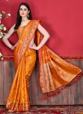 Orange color Contemporary Saree with Border - 2