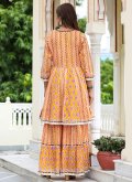 Orange color Cotton  Trendy Salwar Kameez with Lace - 1