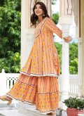 Orange color Cotton  Trendy Salwar Kameez with Lace - 2